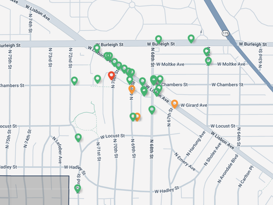 A map of "issues" submitted to the city. 