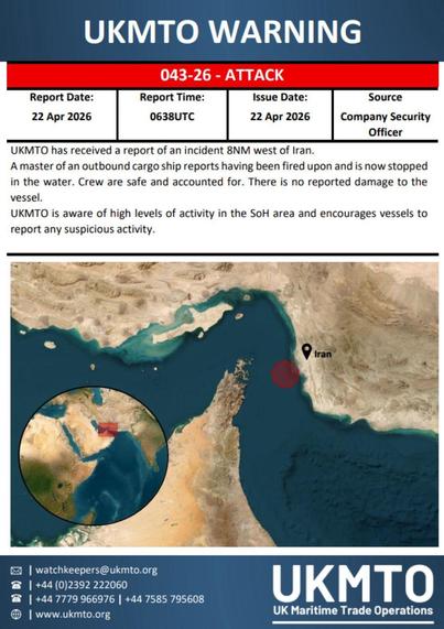 UKMTO warning about Hormuz