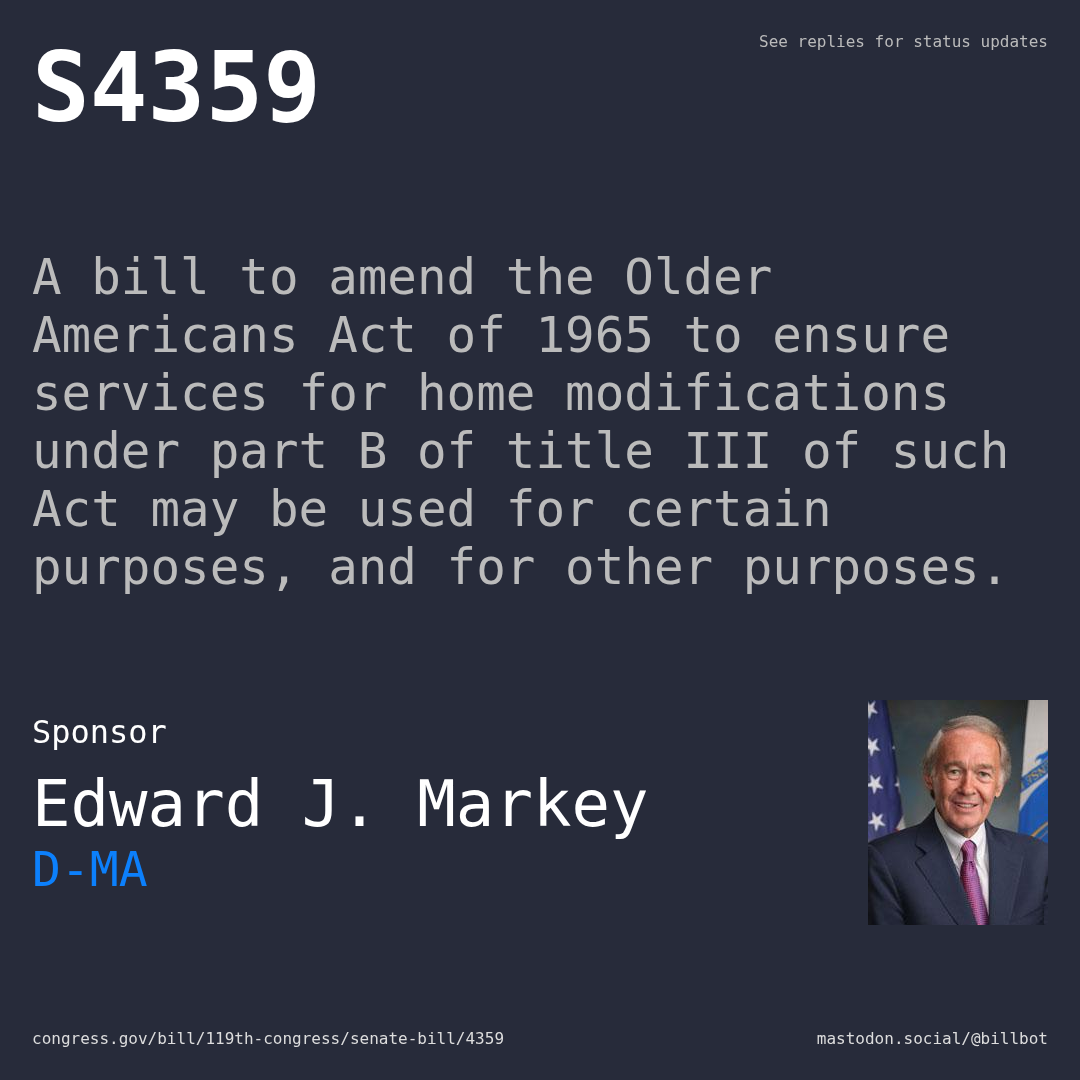 Description of S4359, and a depiction of its sponsor, Edward J. Markey.