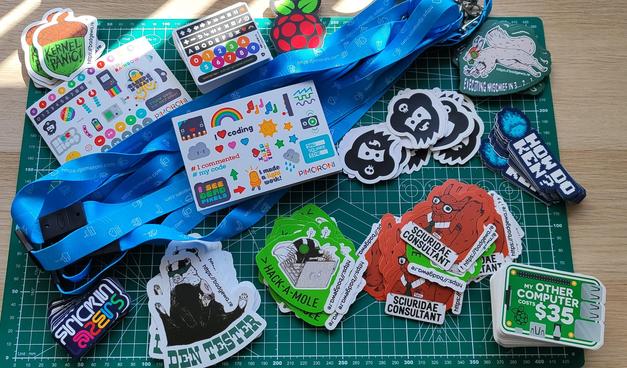 A plethora of Pimoroni sticker swag 