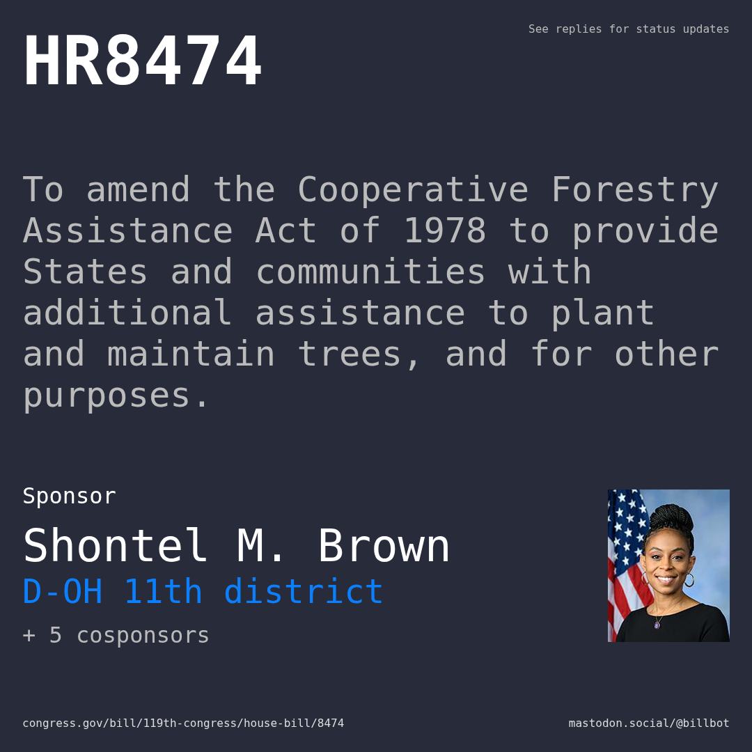 Description of HR8474, and a depiction of its sponsor, Shontel M. Brown.