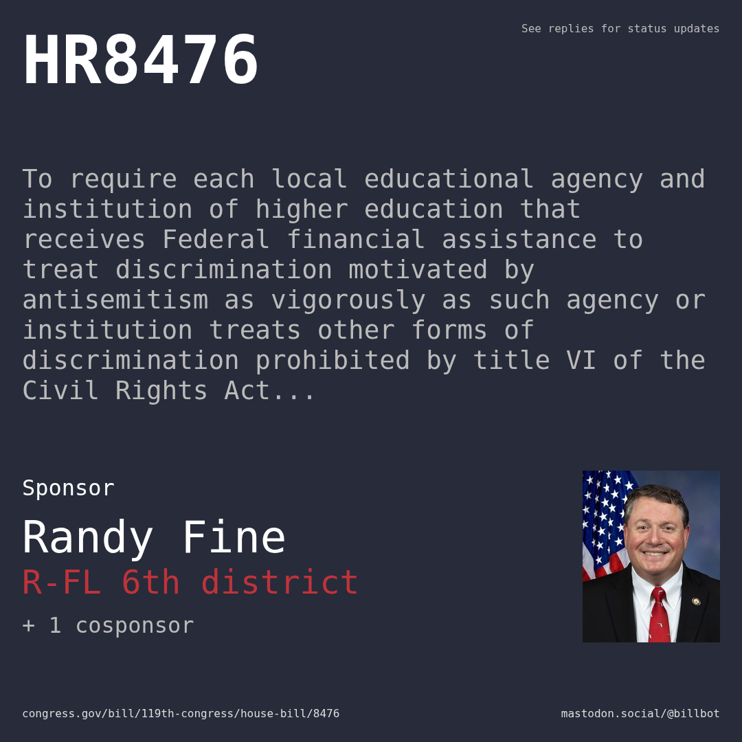 Description of HR8476, and a depiction of its sponsor, Randy Fine.