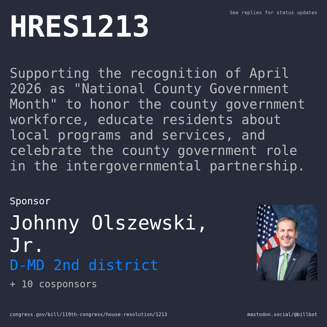 Description of HRES1213, and a depiction of its sponsor, Johnny Olszewski, Jr..