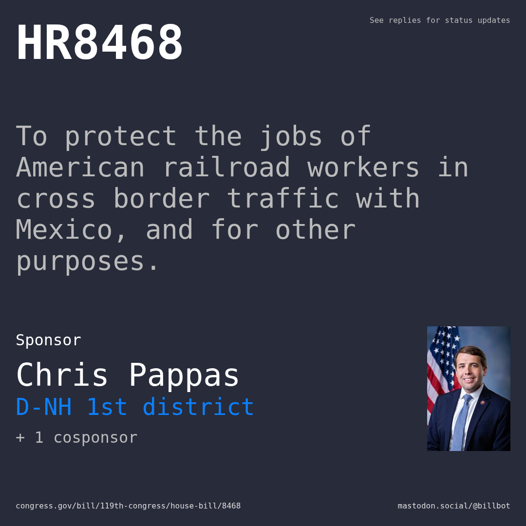 Description of HR8468, and a depiction of its sponsor, Chris Pappas.