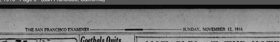 screenshot of the header of the San Francisco examiner showing the date Sunday, November 12, 1916.