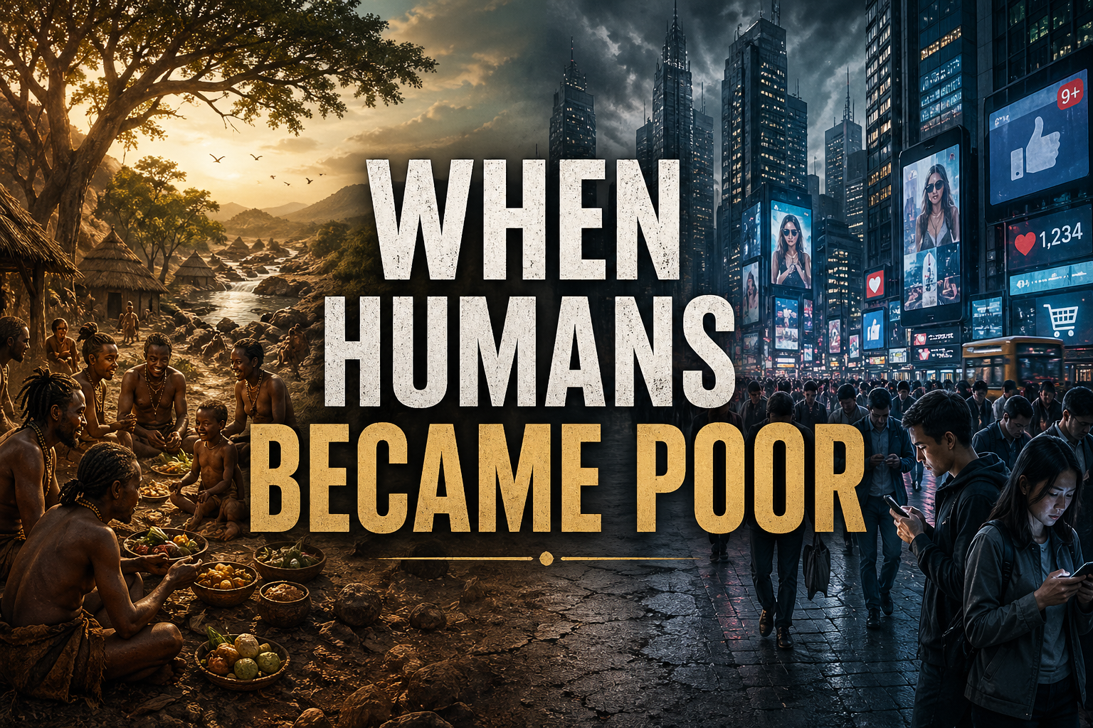 A reflective image symbolizing the contrast between material wealth and inner fulfillment, showing the idea of feeling poor despite abundance.