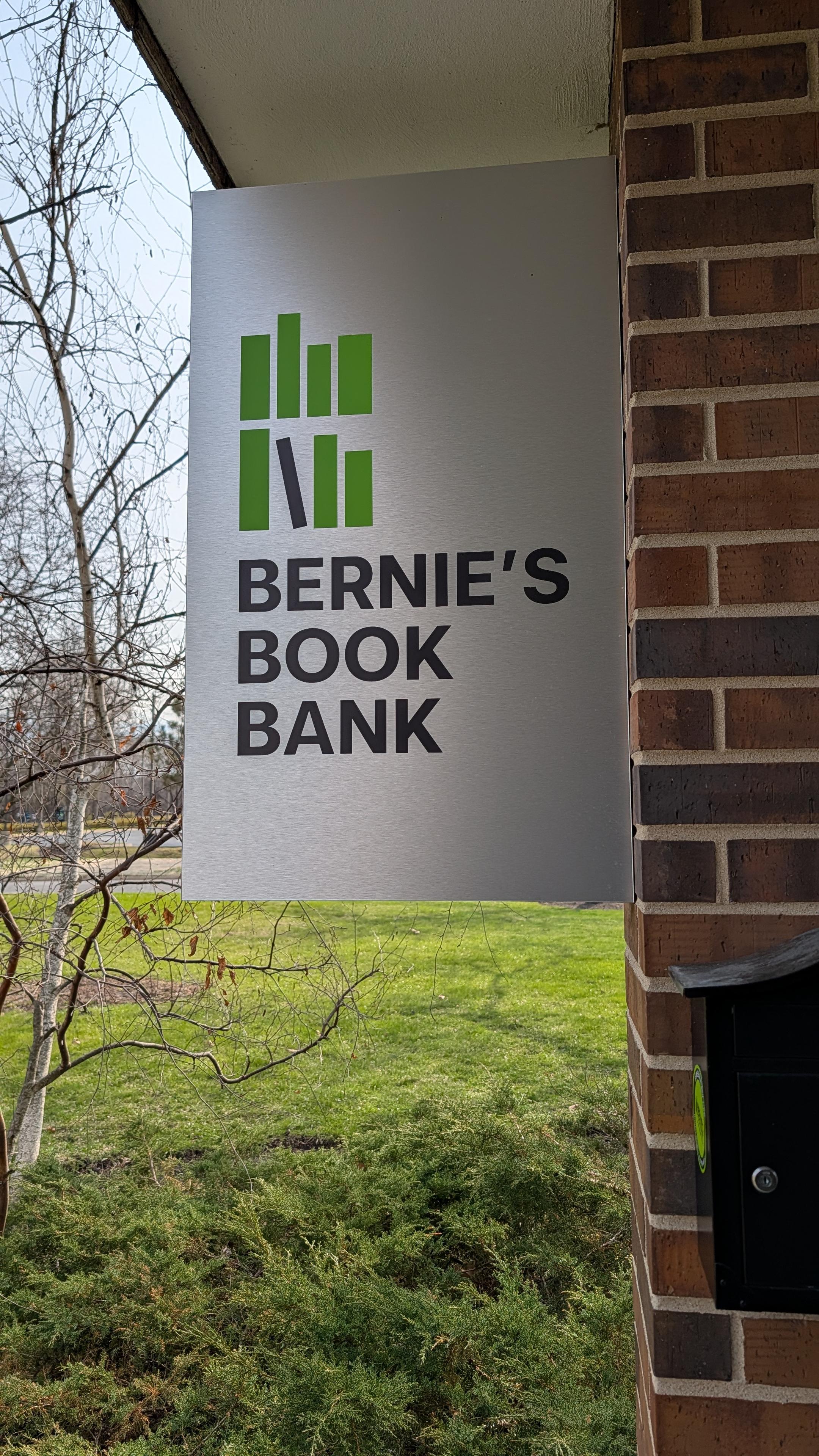 Outdoor sign for Bernie's Book Bank