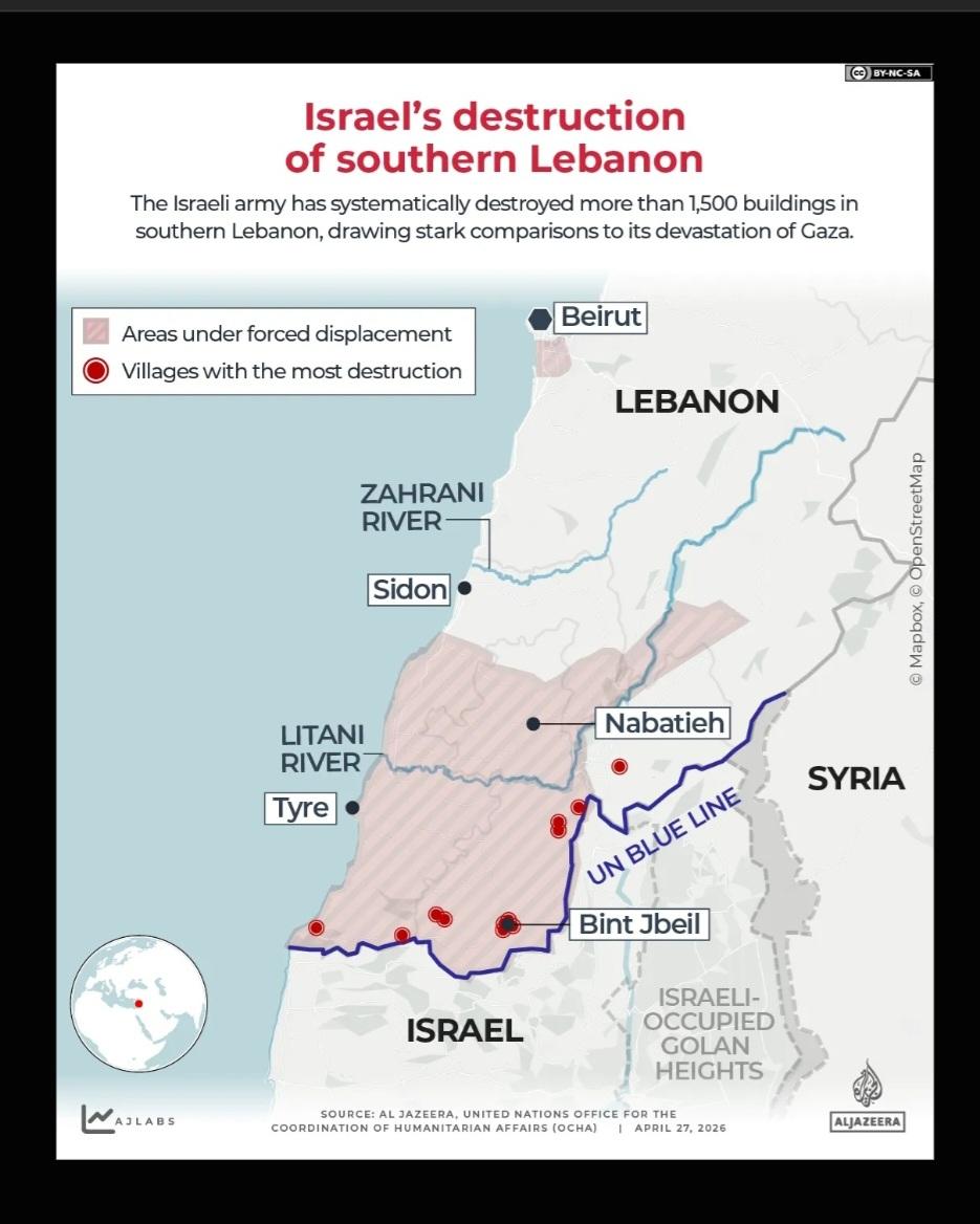 Map of israeli occupation of lebanon