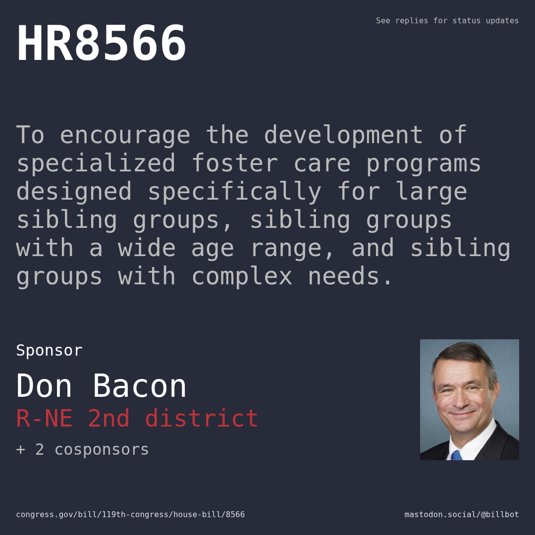 Description of HR8566, and a depiction of its sponsor, Don Bacon.