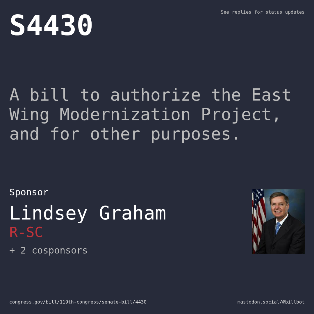 Description of S4430, and a depiction of its sponsor, Lindsey Graham.