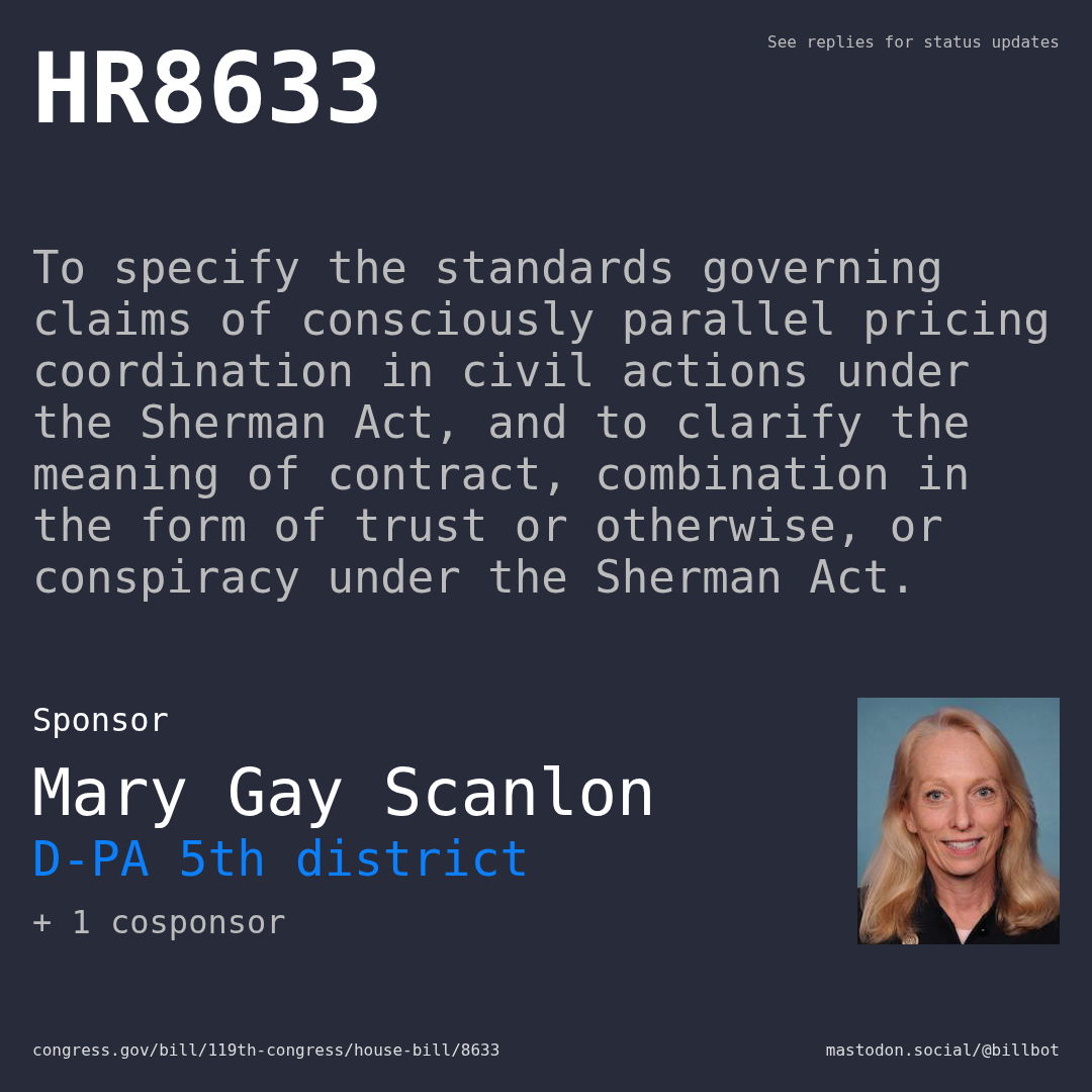 Description of HR8633, and a depiction of its sponsor, Mary Gay Scanlon.