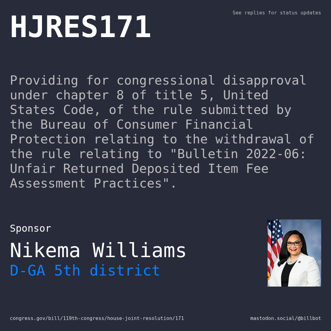 Description of HJRES171, and a depiction of its sponsor, Nikema Williams.