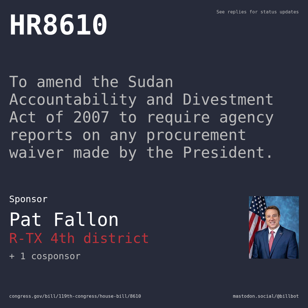 Description of HR8610, and a depiction of its sponsor, Pat Fallon.
