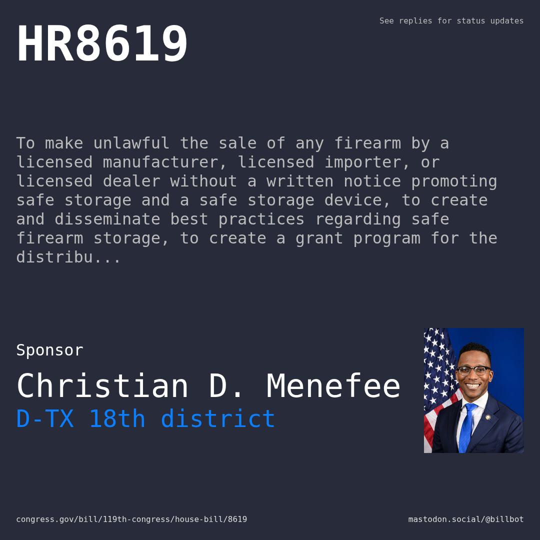 Description of HR8619, and a depiction of its sponsor, Christian D. Menefee.