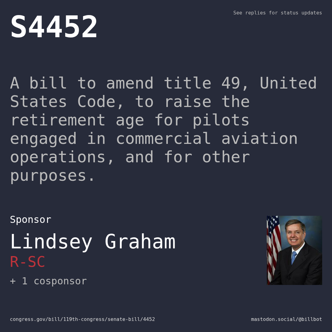 Description of S4452, and a depiction of its sponsor, Lindsey Graham.