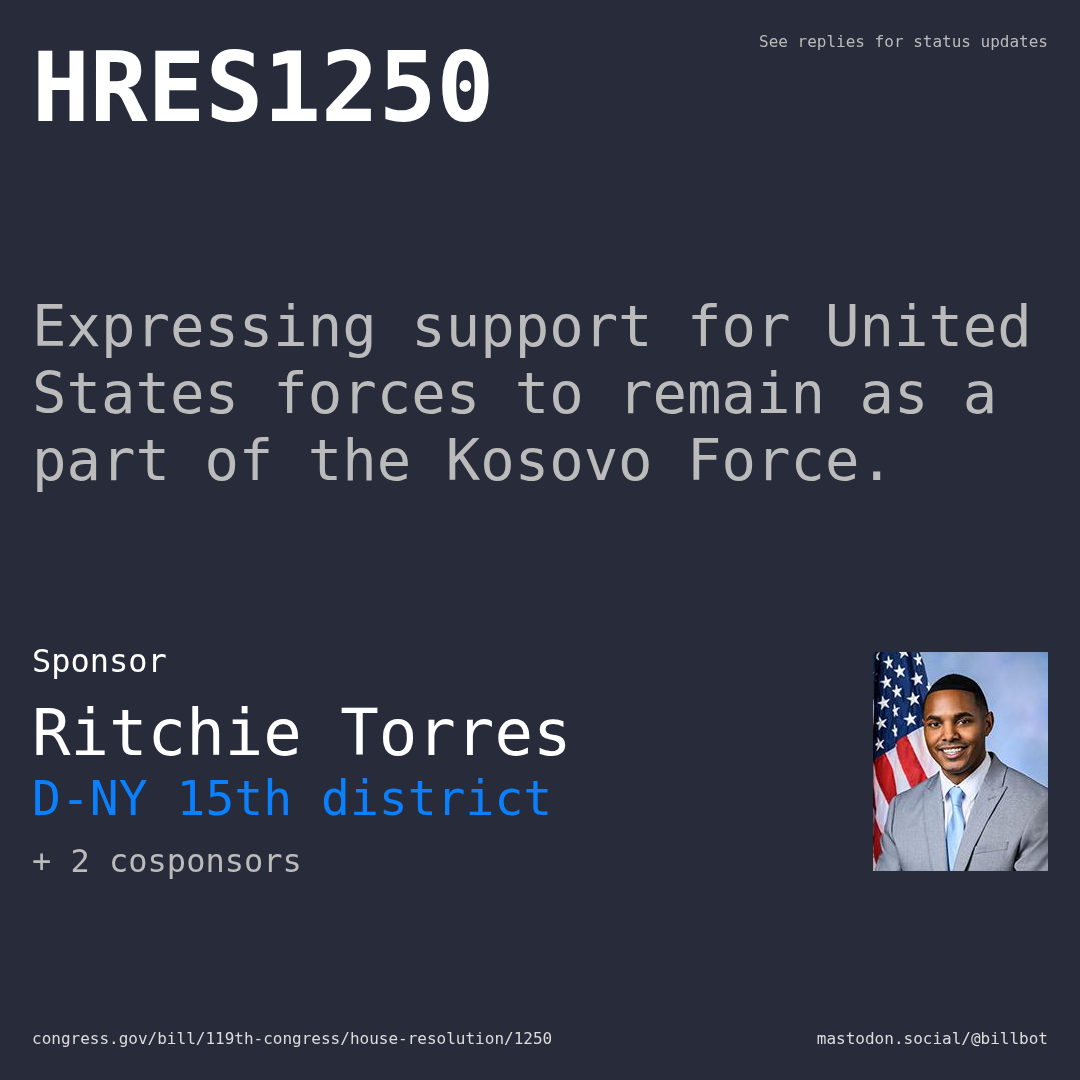 Description of HRES1250, and a depiction of its sponsor, Ritchie Torres.
