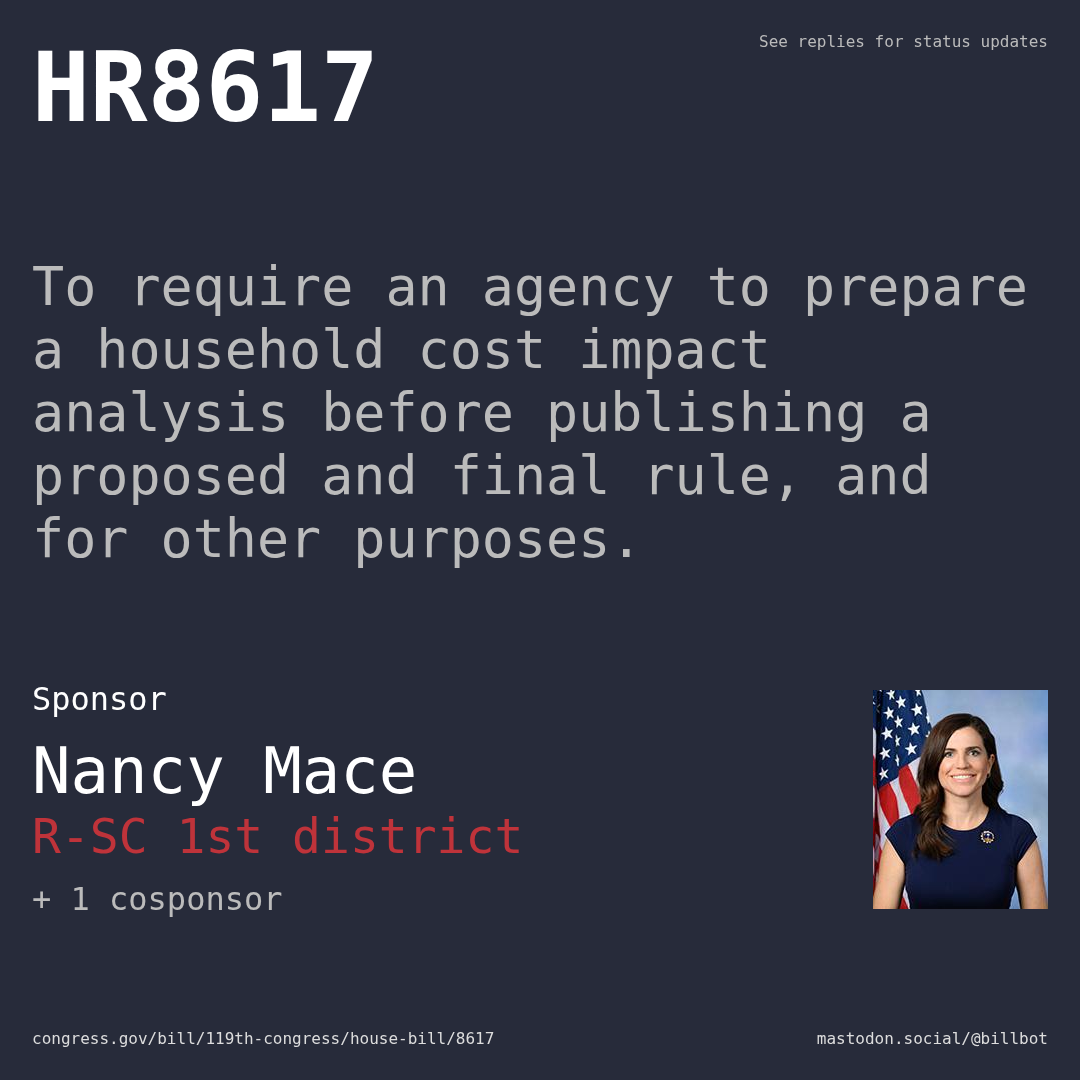 Description of HR8617, and a depiction of its sponsor, Nancy Mace.