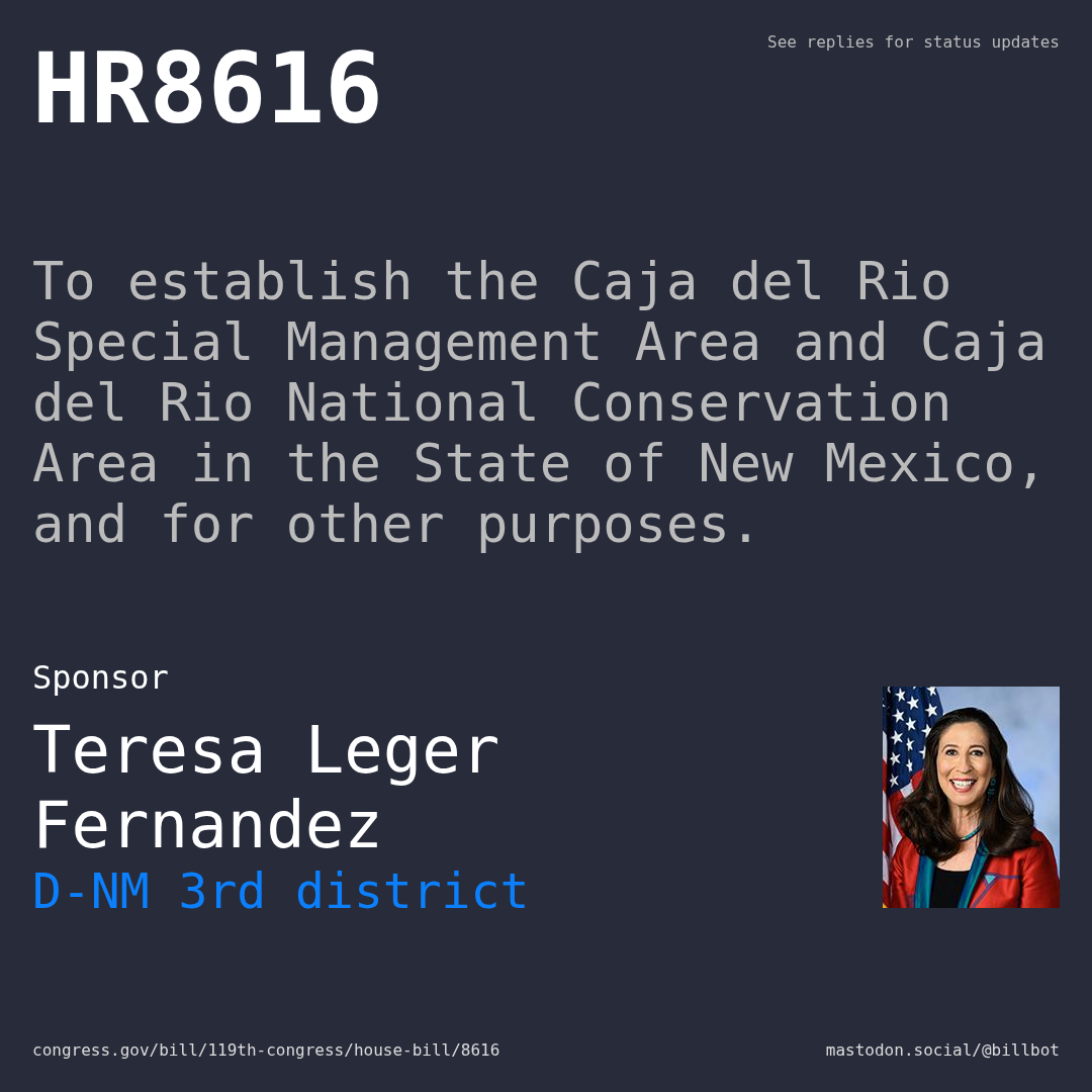 Description of HR8616, and a depiction of its sponsor, Teresa Leger Fernandez.