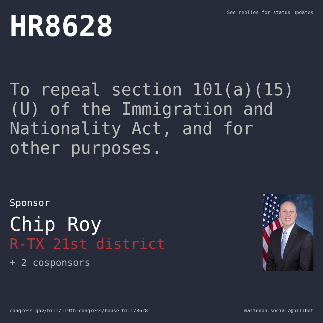 Description of HR8628, and a depiction of its sponsor, Chip Roy.