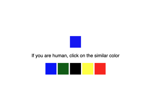 A color choose web site "are you human" test.