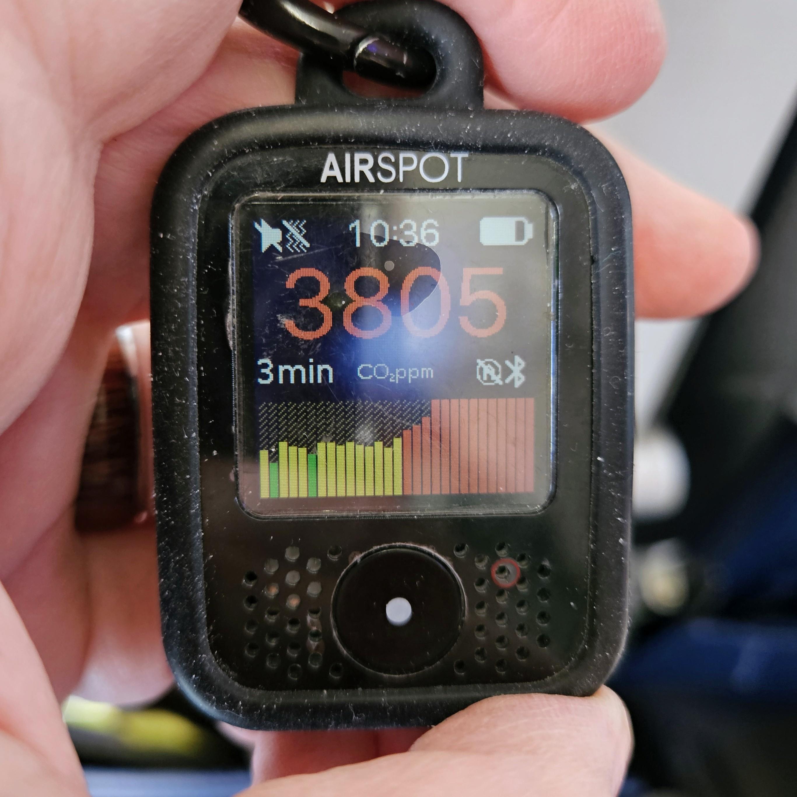 CO2 monitor reading 3805.