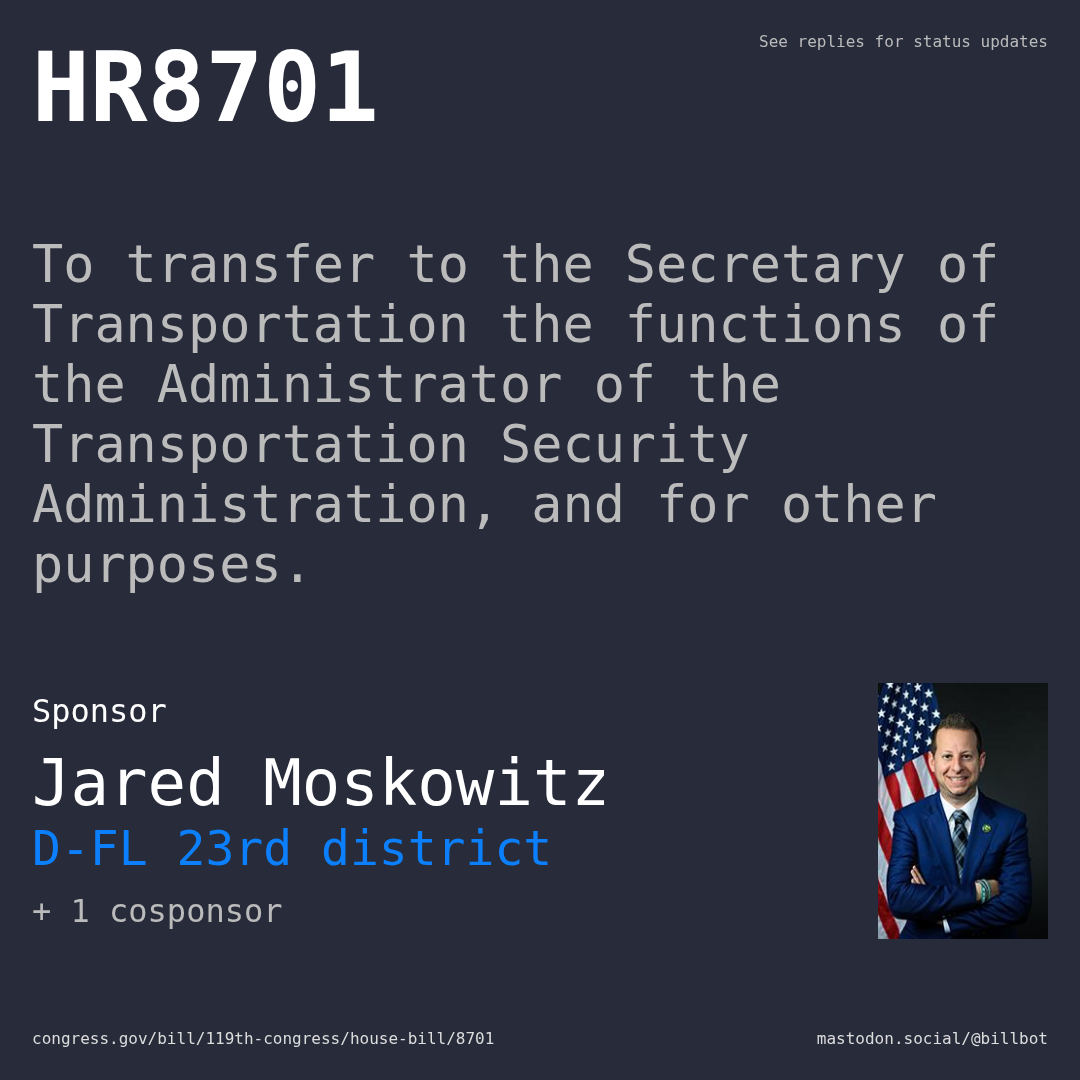 Description of HR8701, and a depiction of its sponsor, Jared Moskowitz.