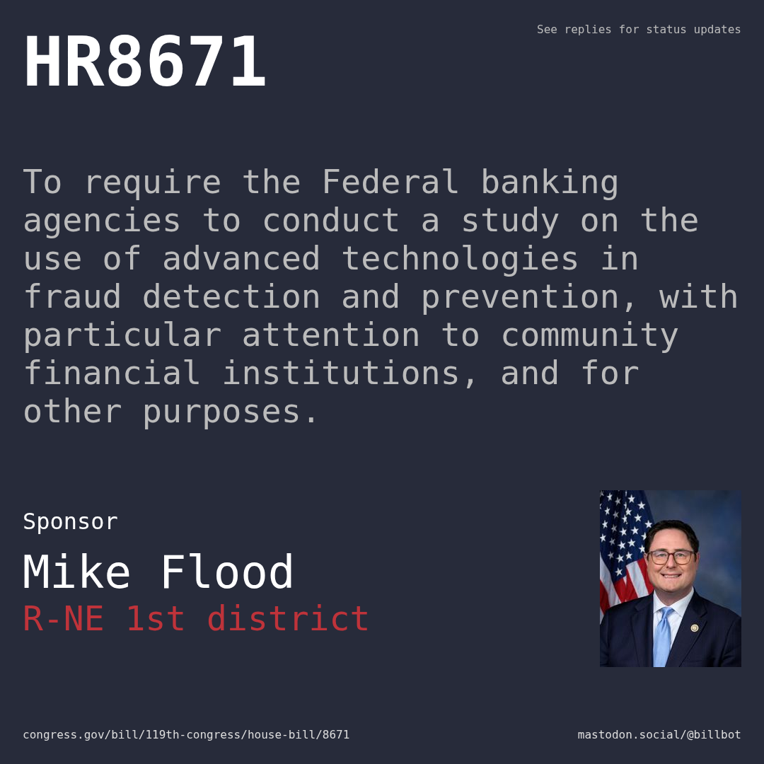 Description of HR8671, and a depiction of its sponsor, Mike Flood.