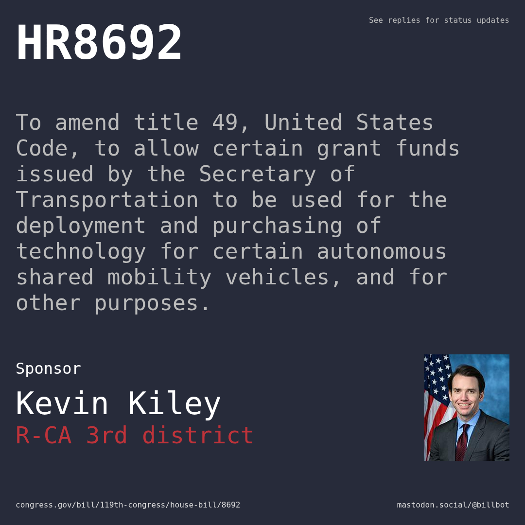 Description of HR8692, and a depiction of its sponsor, Kevin Kiley.