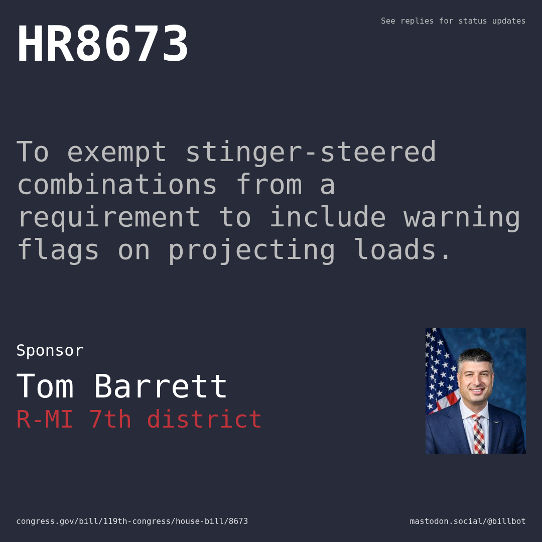 Description of HR8673, and a depiction of its sponsor, Tom Barrett.