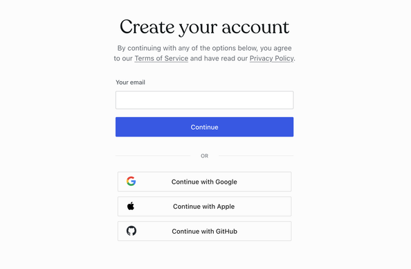 A "Create your account" page