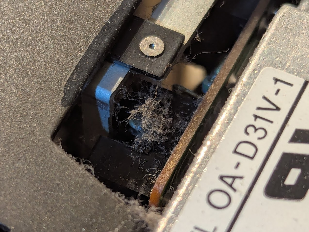 transmissive sensor with a big fat dust bunny squatting on it.