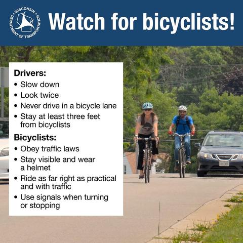 A Watch for bicyclists graphic.