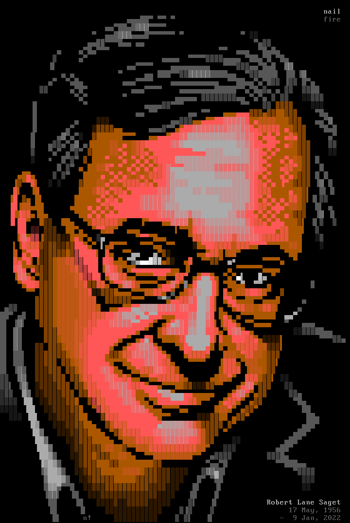 ANSI textmode portrait of Bob Saget