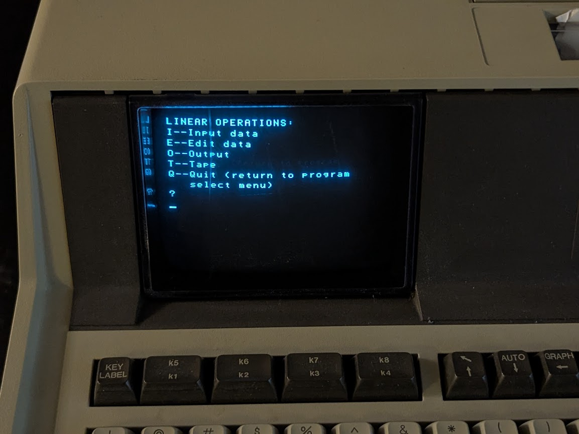 LINEAR OPERATIONS menu software.