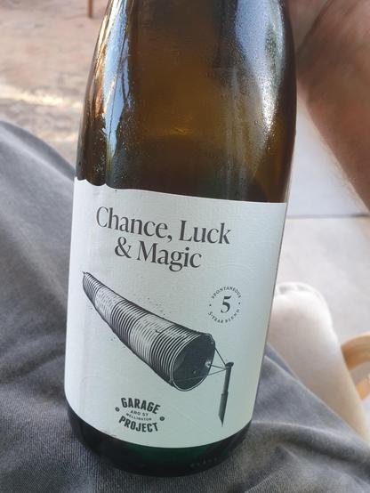 A bottle of Garage Project beer, Chance Luck & Magic 2024.