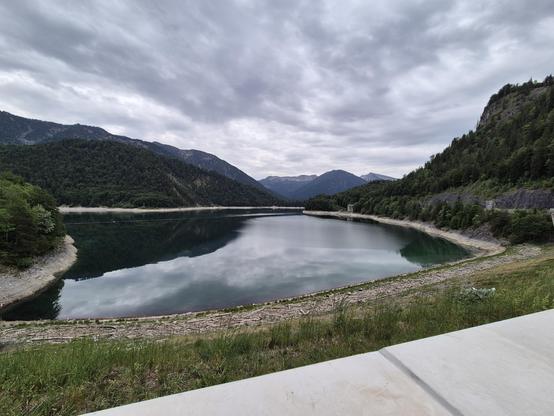 View over the Sylvenstein reservoir in bavaria, Germany