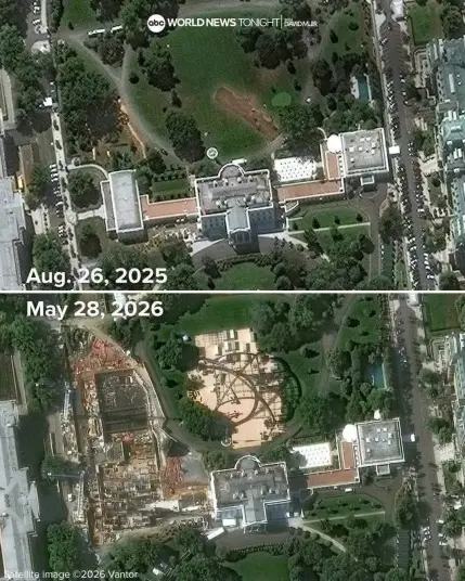 Photo from above the White House that shows how Trump has demolished the place