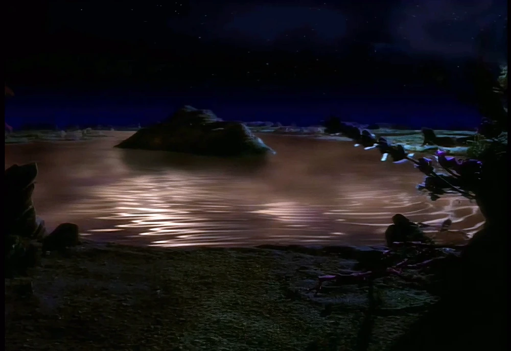 a picture of the placid shore or the Great Link from Deep Space 9