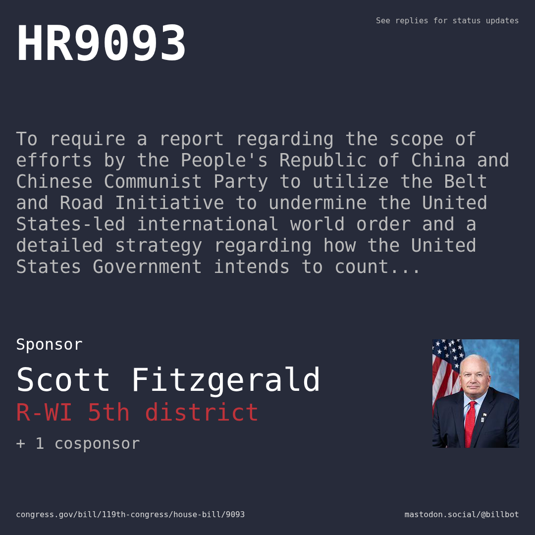 Description of HR9093, and a depiction of its sponsor, Scott Fitzgerald.
