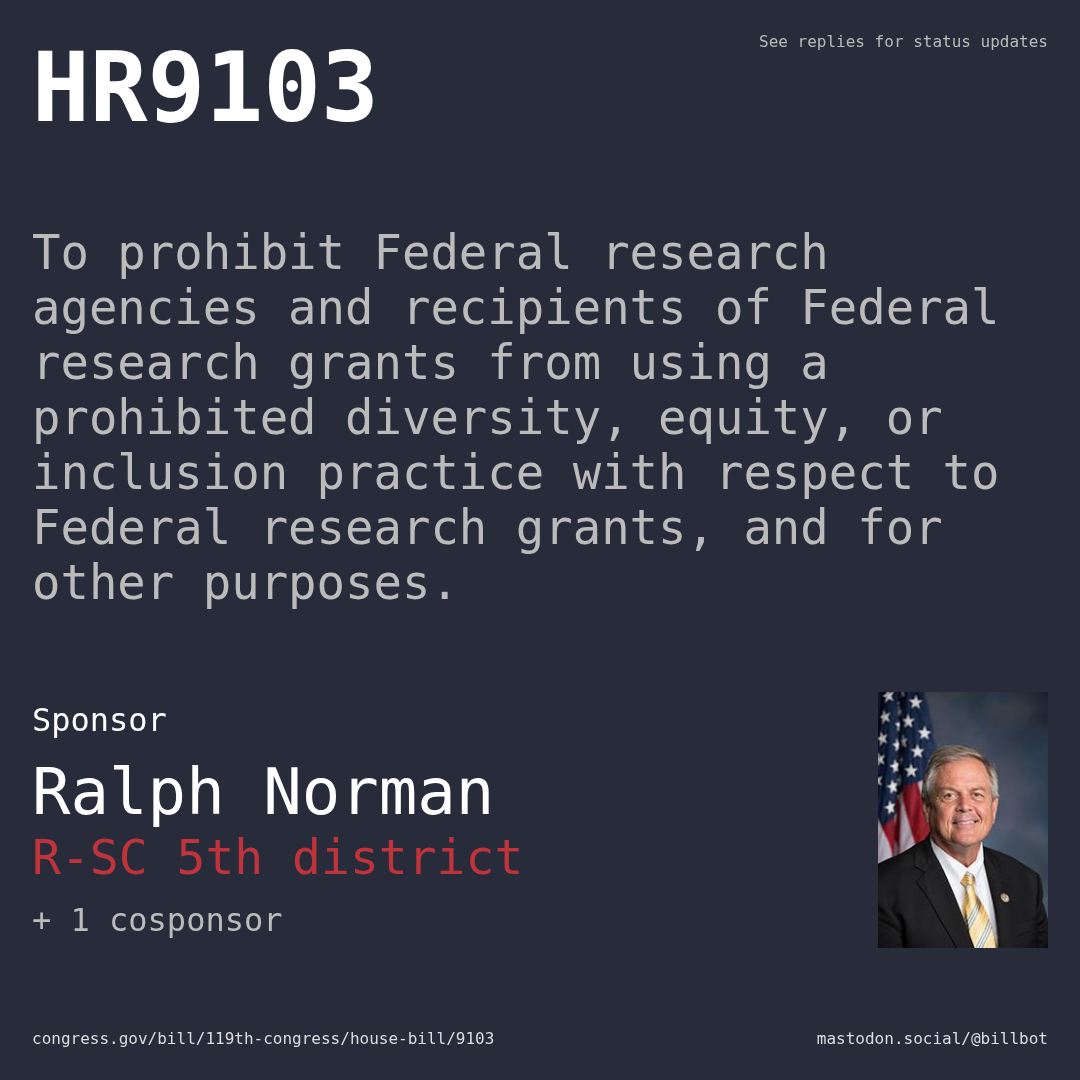 Description of HR9103, and a depiction of its sponsor, Ralph Norman.
