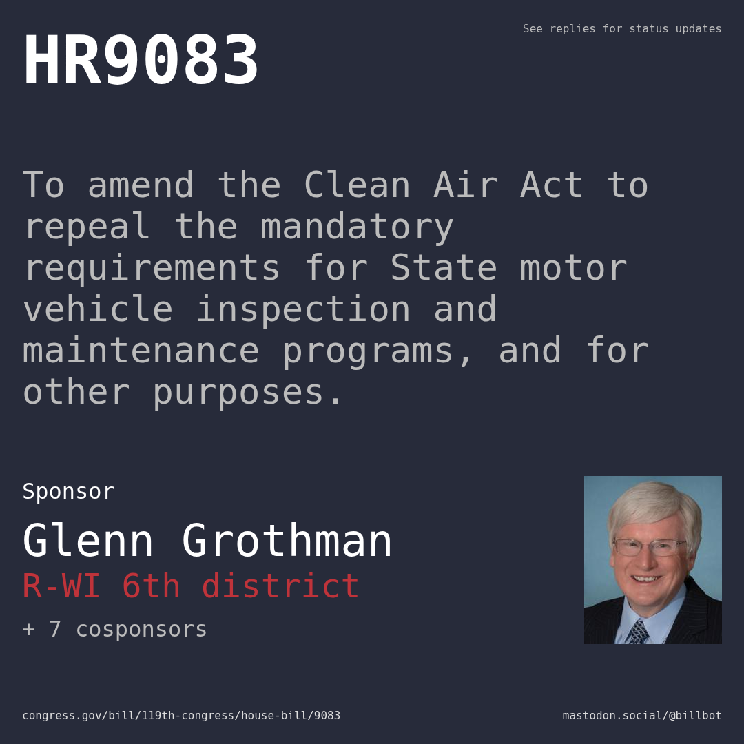 Description of HR9083, and a depiction of its sponsor, Glenn Grothman.