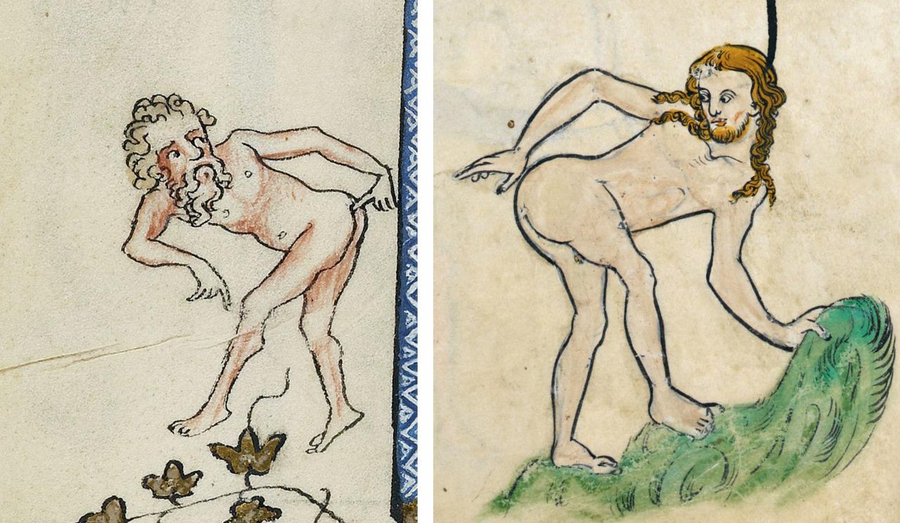 #Medieval butt competition? left: Jacques de Longuyon, ‘Les voeux du paon’, Tournai (?), ca. 1350. NY, Morgan, MS G.24, fol. 25v. right: ‘The Rutland Psalter’, England ca. 1260. British Library, Add 62925, fol. 67r.
#medieval #MedievalArt