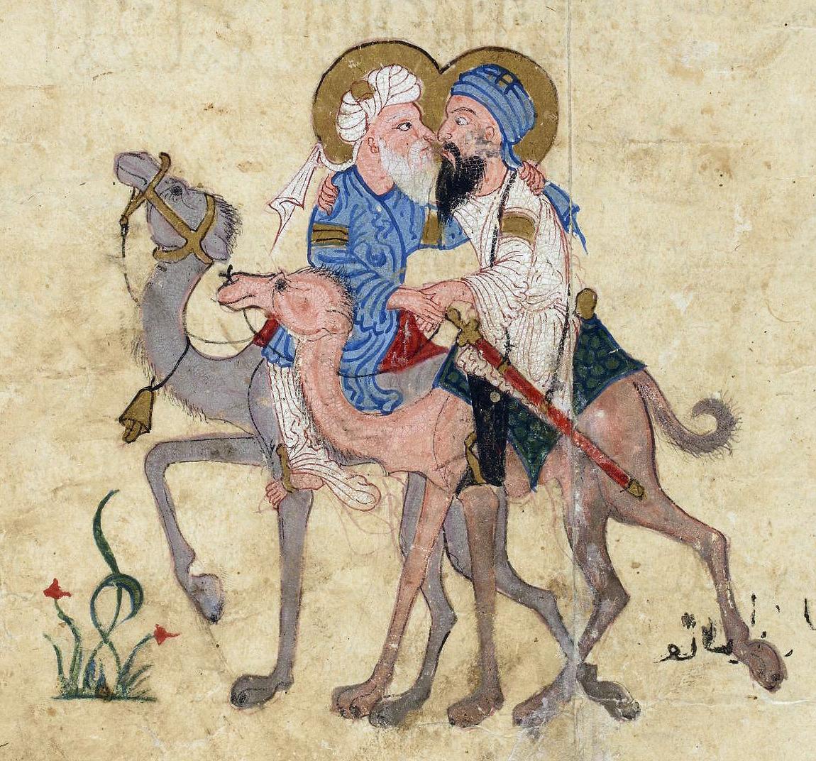 Love is stronger than hate. #LoveIsLove. Maqamat al-Hariri (Maqāma 32), Syria or Iraq ca. 1240. BnF, Arabe 3929, fol. 122r.
#medieval #MedievalArt