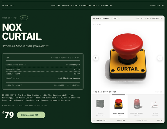 NOX Curtail
shows a large red button with the text ‘curtail’