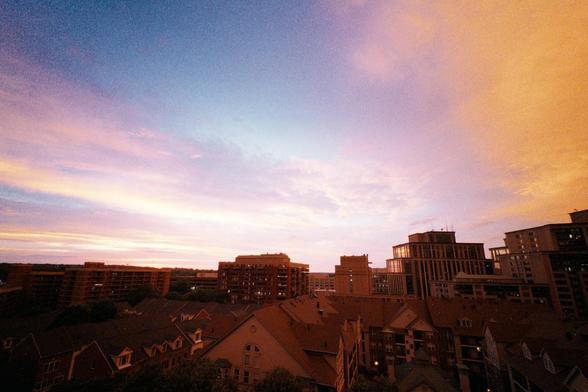 A wide shot of the fading sunset over Arlington 