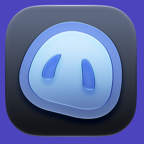 Phanpy icon with Liquid Glass treatment (iOS 27 style, Dark)