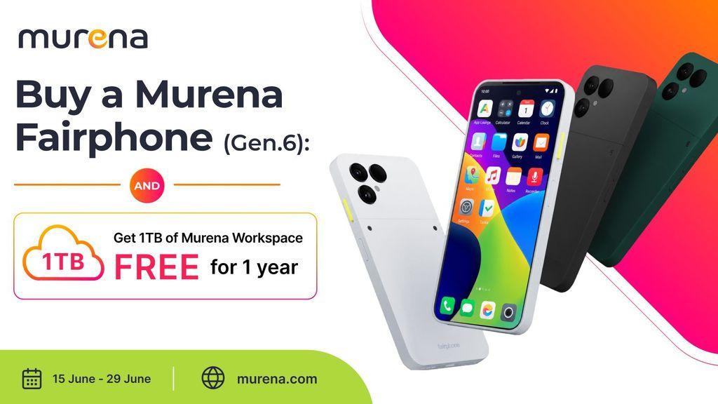 Buy a Murena Fairphone (Gen.6) and get 1TB of Murena Workspace for free for one year