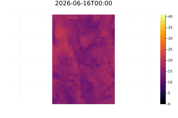 Heatmap animation of temperatures for the next week