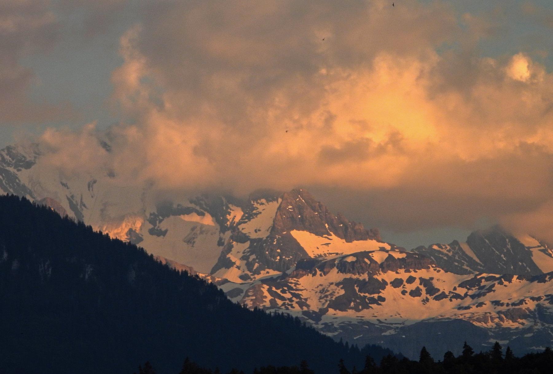 View of mountains at sunset
