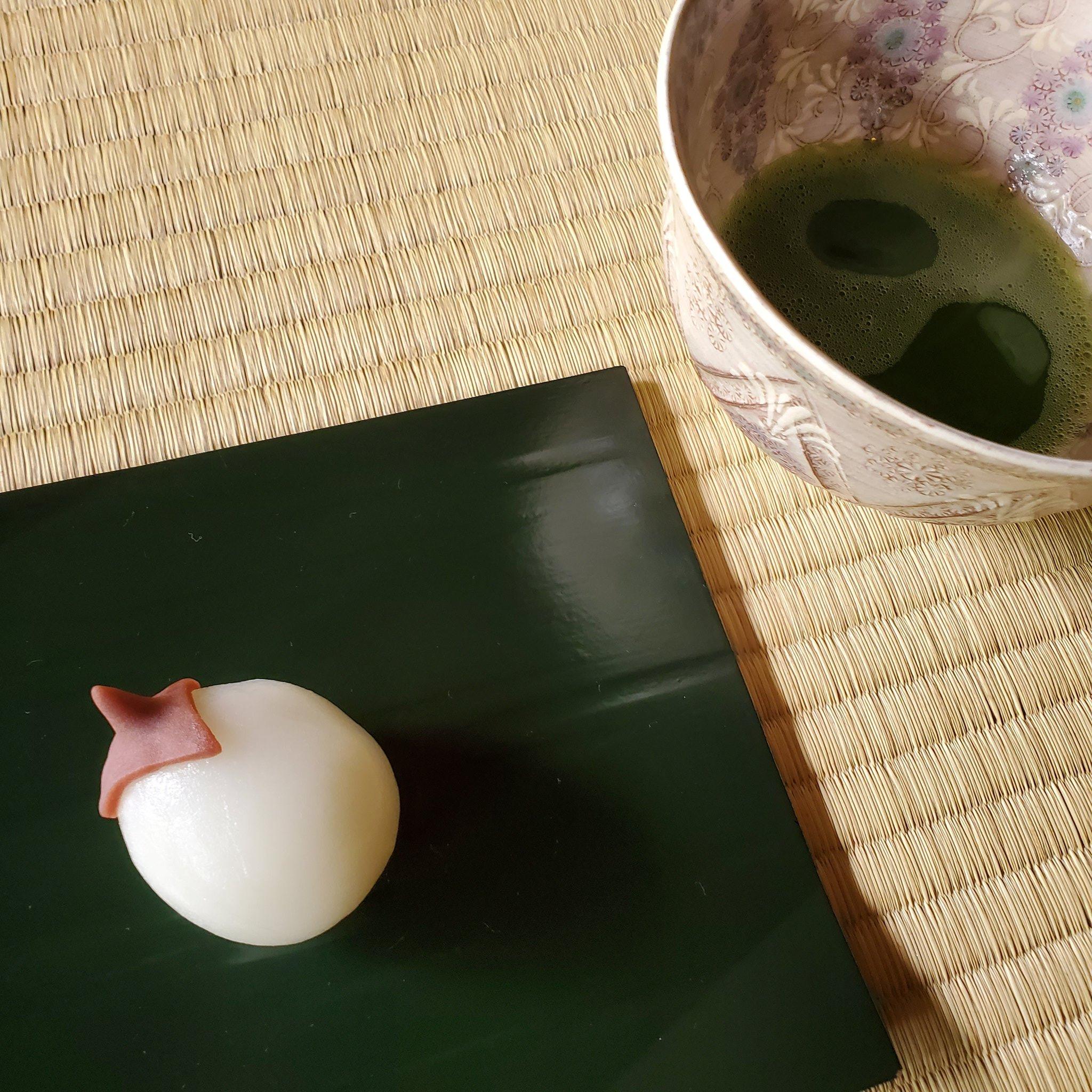 Toraya's white eggplant shaped 'nasubi-mochi'.